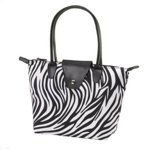 EUC Le Pliage Fold-Up Medium Tote - Zebra